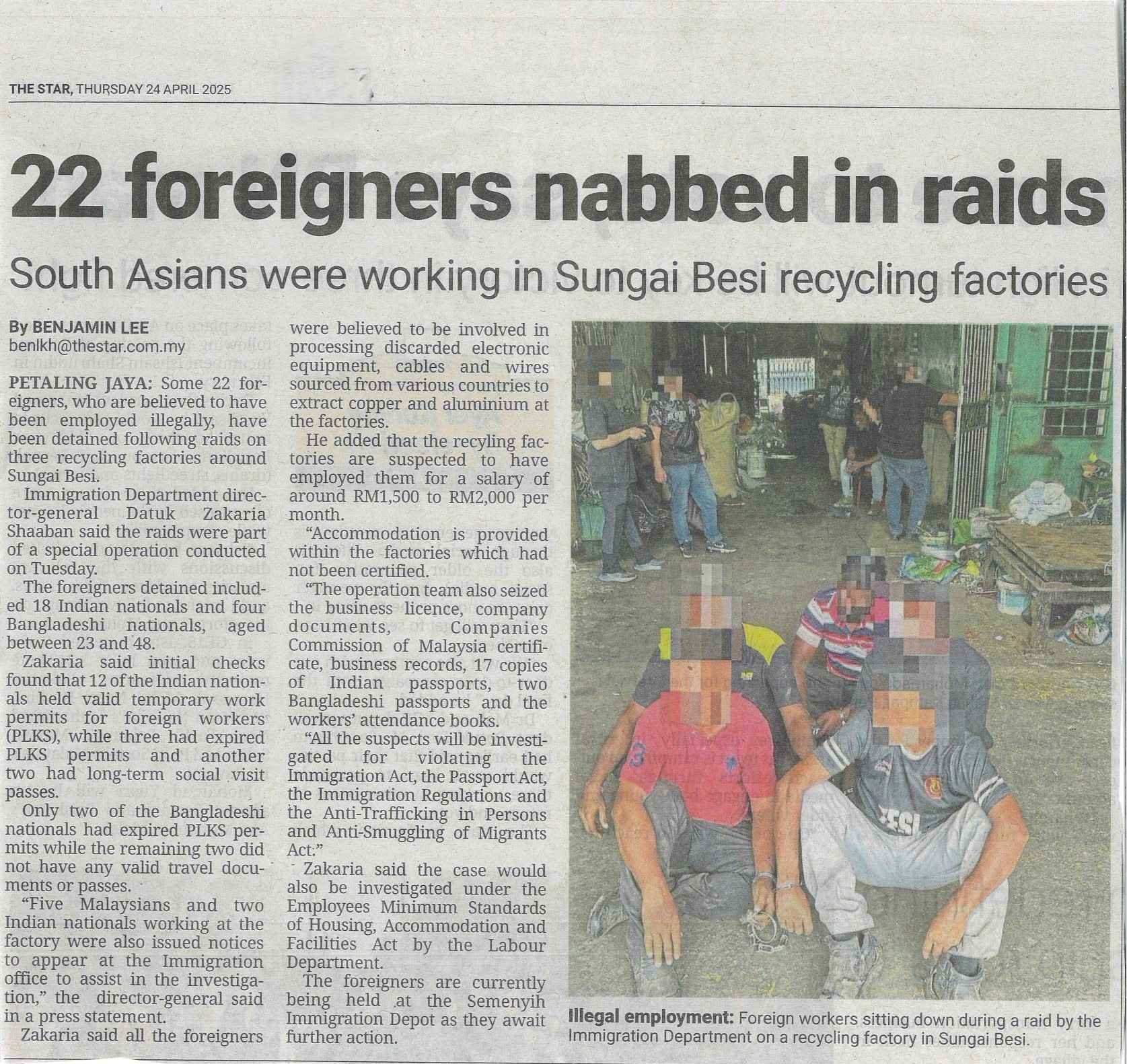 22 Foreigners nabbed in raids