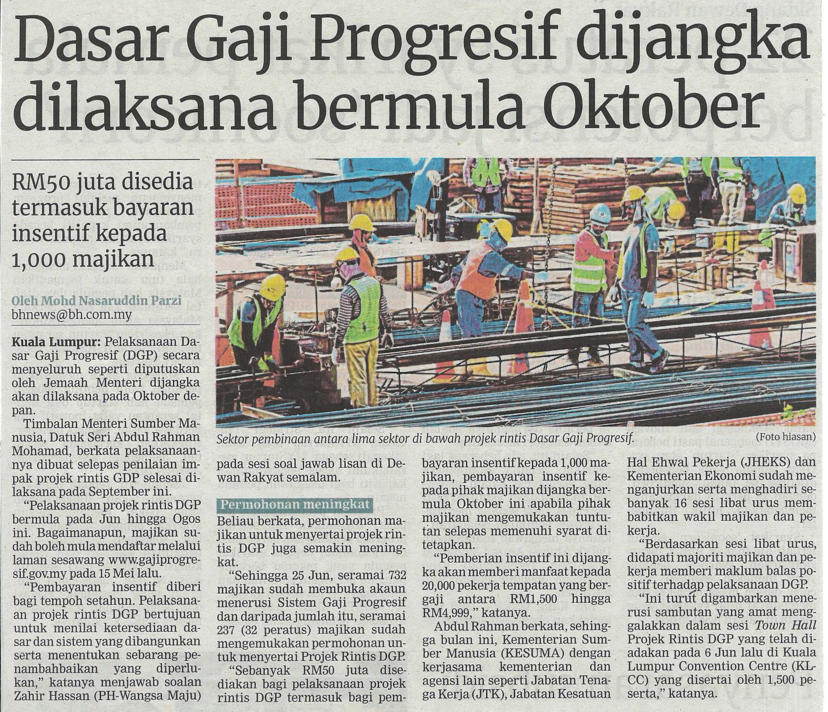 dasar gaji progresif dijangka dilaksana bermula oktober