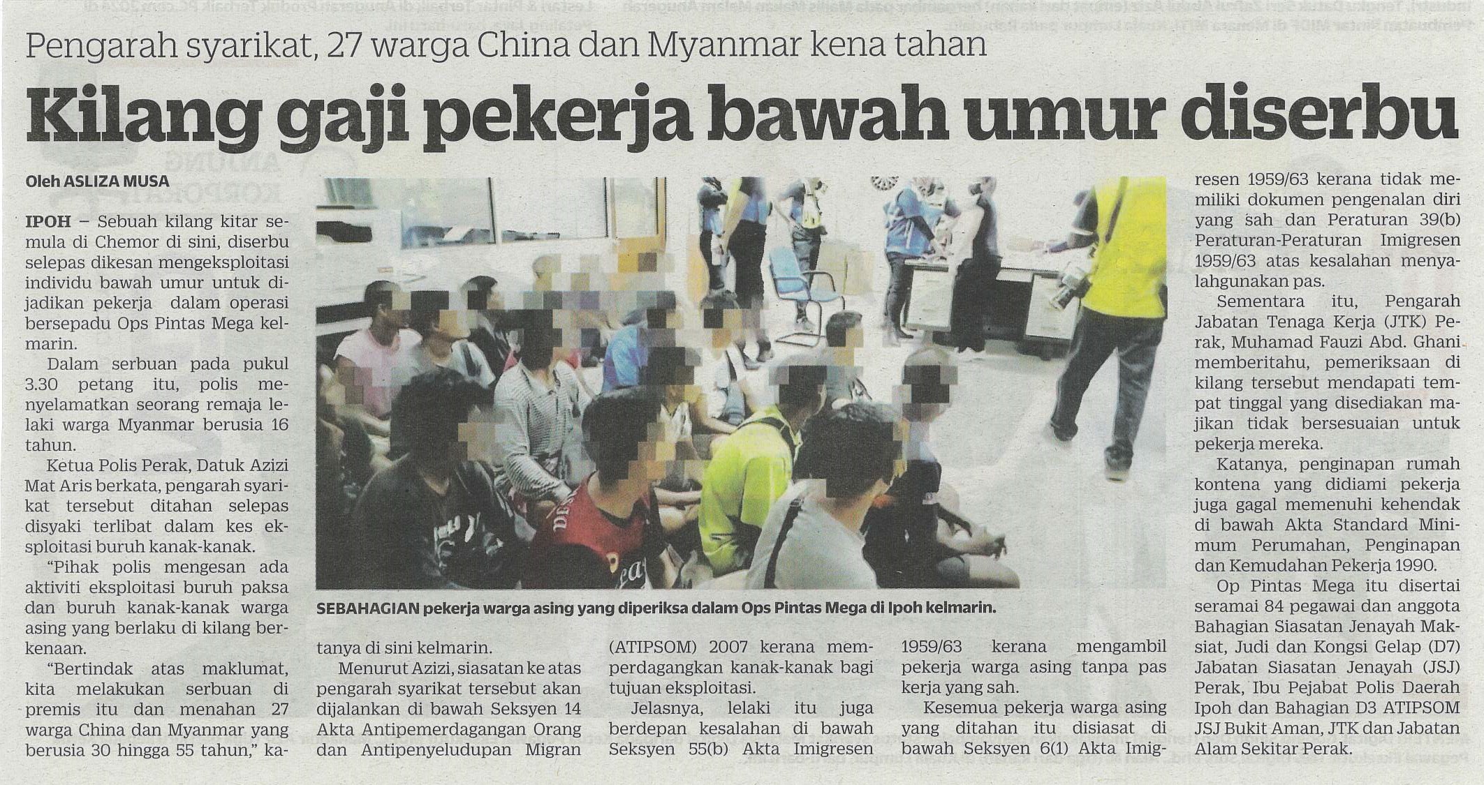 kilang gaji pekerja bawah umur diserbu