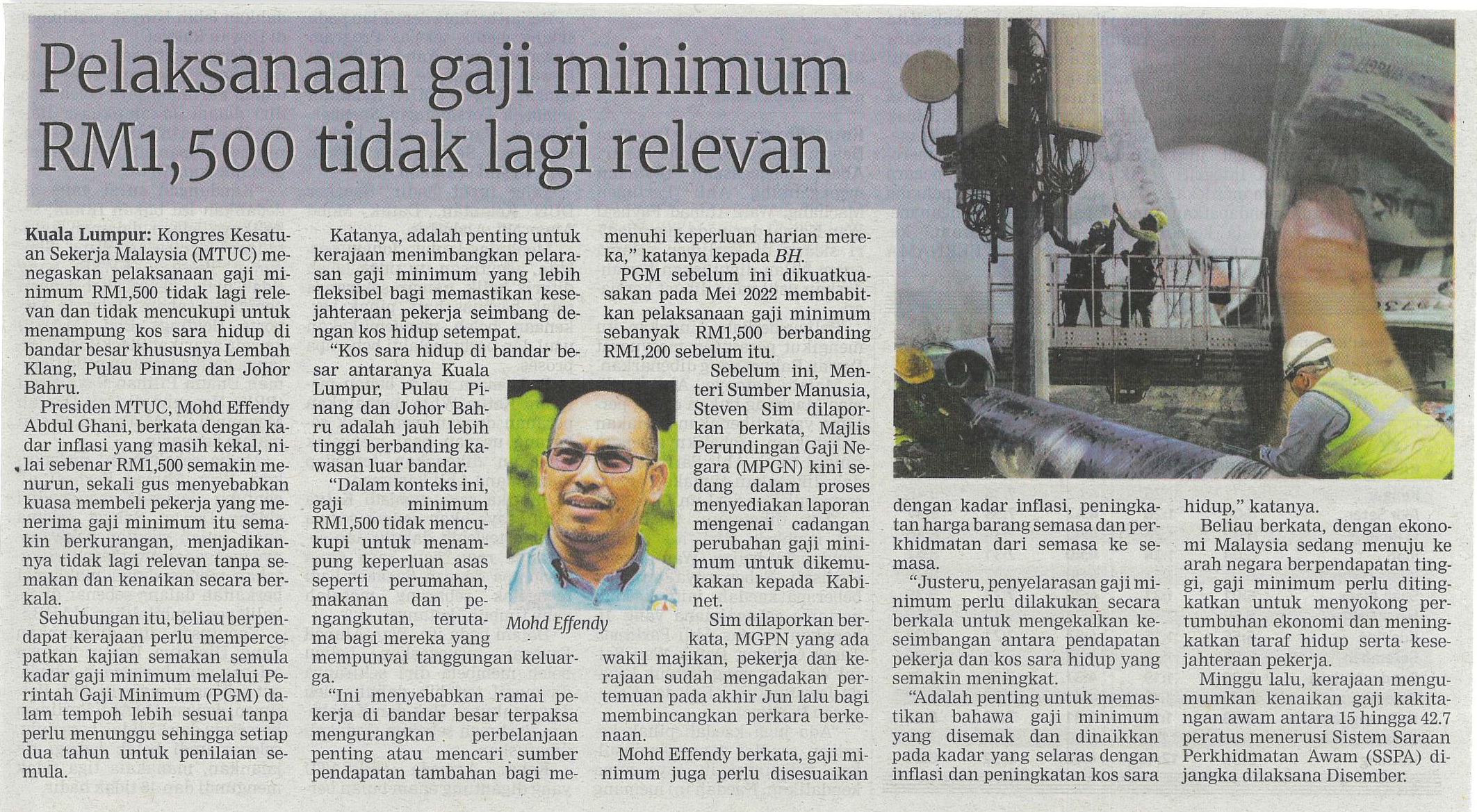 pelaksanaan gaji minimum Rm 1,500 tidak lagi releven